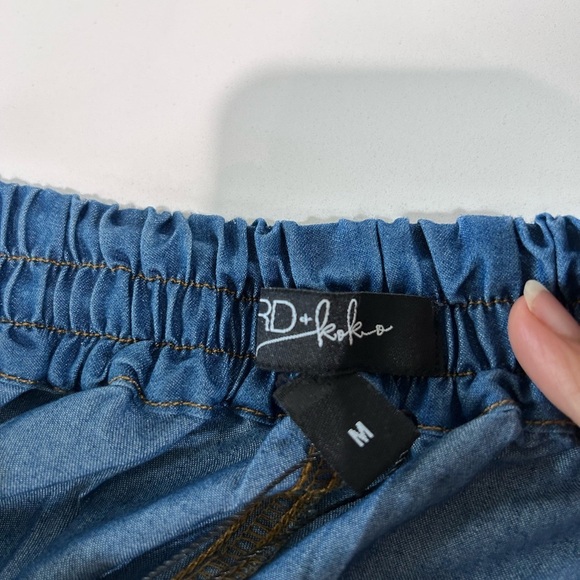 RD+koko A Line Mide Skirt Denim Blue Wrap Skirt - Picture 8 of 16